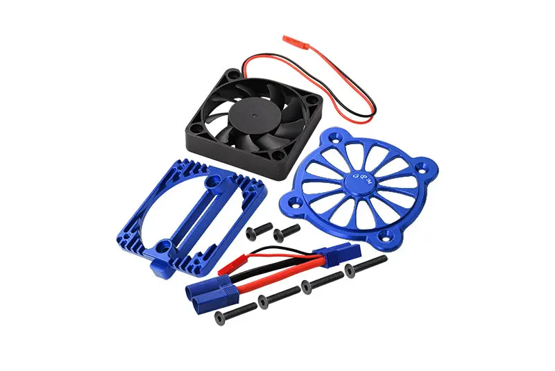 Aluminum Motor Heatsink With Cooling Fan For Arrma 1:10 Kraton 4S / Big Rock V3 3S / Vorteks 3S / Senton 3S / 1:8 Vendetta 3S - 1 Set Blue 1