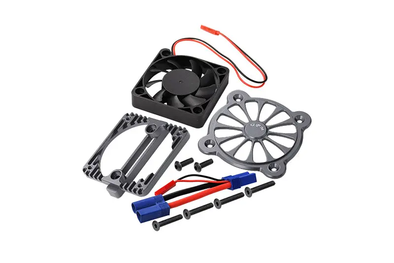 Aluminum Motor Heatsink With Cooling Fan For Arrma 1:10 Kraton 4S / Big Rock V3 3S / Vorteks 3S / Senton 3S / 1:8 Vendetta 3S - 1 Set Gray Silver 1