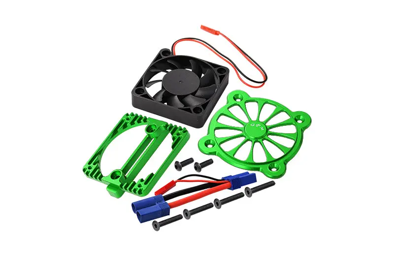Aluminum Motor Heatsink With Cooling Fan For Arrma 1:10 Kraton 4S / Big Rock V3 3S / Vorteks 3S / Senton 3S / 1:8 Vendetta 3S - 1 Set Green 1