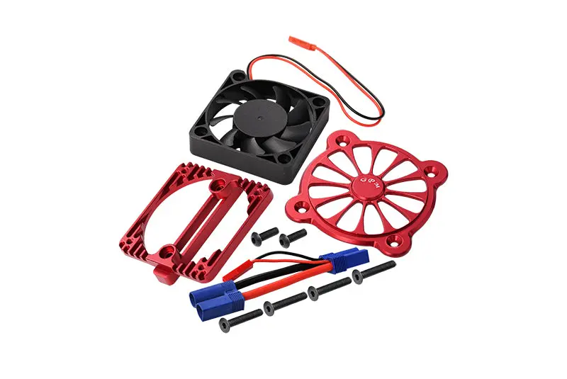 Aluminum Motor Heatsink With Cooling Fan For Arrma 1:10 Kraton 4S / Big Rock V3 3S / Vorteks 3S / Senton 3S / 1:8 Vendetta 3S - 1 Set Red 1
