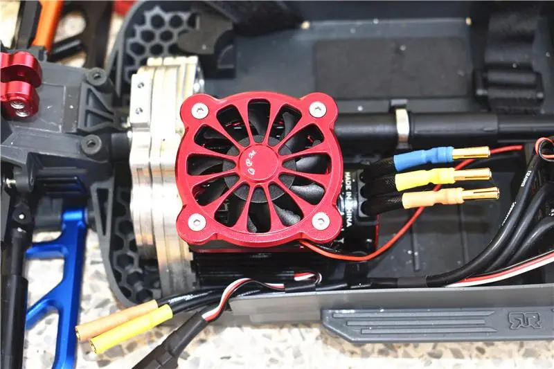 Aluminum Motor Heatsink With Cooling Fan For Arrma 1:10 Kraton 4S / Big Rock V3 3S / Vorteks 3S / Senton 3S / 1:8 Vendetta 3S - 1 Set Red 2