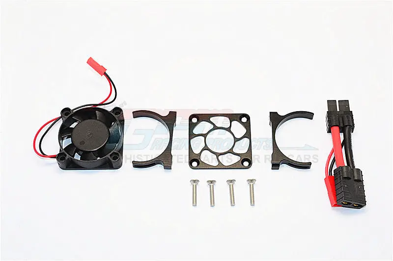 Aluminum Motor Heatsink With Cooling Fan For Traxxas Slash 4X4 Lcg (68086-21) / Trx-4 Trail Crawler (82056-4) / 4-Tec 3.0 C8 (93054-4) - 1 Set Black 1