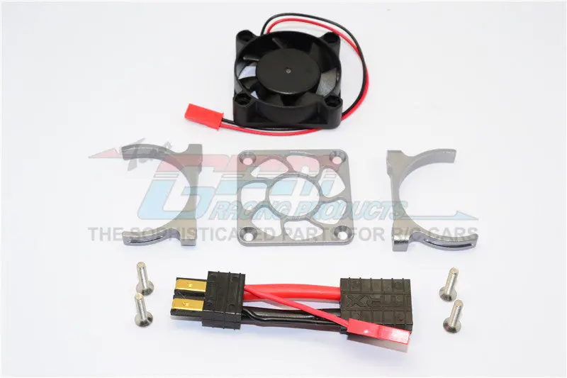 Aluminum Motor Heatsink With Cooling Fan For Traxxas Slash 4X4 Lcg (68086-21) / Trx-4 Trail Crawler (82056-4) / 4-Tec 3.0 C8 (93054-4) - 1 Set Gray Silver 1