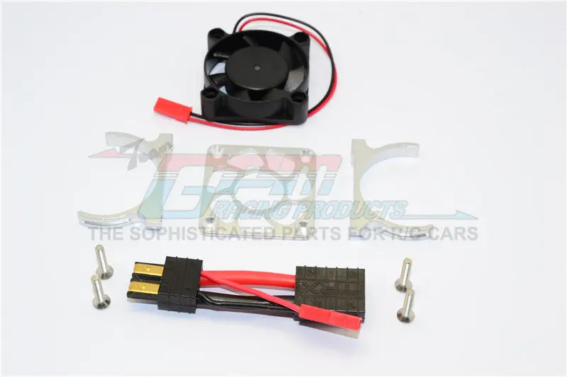 Aluminum Motor Heatsink With Cooling Fan For Traxxas Slash 4X4 Lcg (68086-21) / Trx-4 Trail Crawler (82056-4) / 4-Tec 3.0 C8 (93054-4) - 1 Set Silver 1