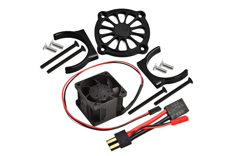 Aluminum Motor Heatsink With Cooling Fan Only Use With Gpm Optional Quick Release Motor Base Item# Sle038a For Traxxas 1/8 4Wd Sledge Monster Truck 95076-4 - 9Pc Set Black 1