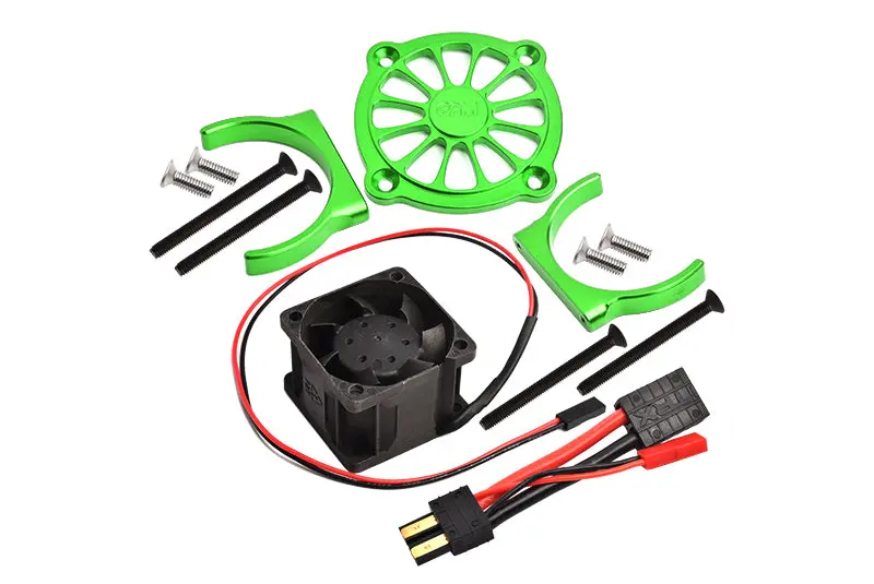 Aluminum Motor Heatsink With Cooling Fan Only Use With Gpm Optional Quick Release Motor Base Item# Sle038a For Traxxas 1/8 4Wd Sledge Monster Truck 95076-4 - 9Pc Set Green 1