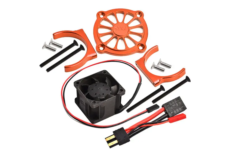 Aluminum Motor Heatsink With Cooling Fan Only Use With Gpm Optional Quick Release Motor Base Item# Sle038a For Traxxas 1/8 4Wd Sledge Monster Truck 95076-4 - 9Pc Set Orange 1
