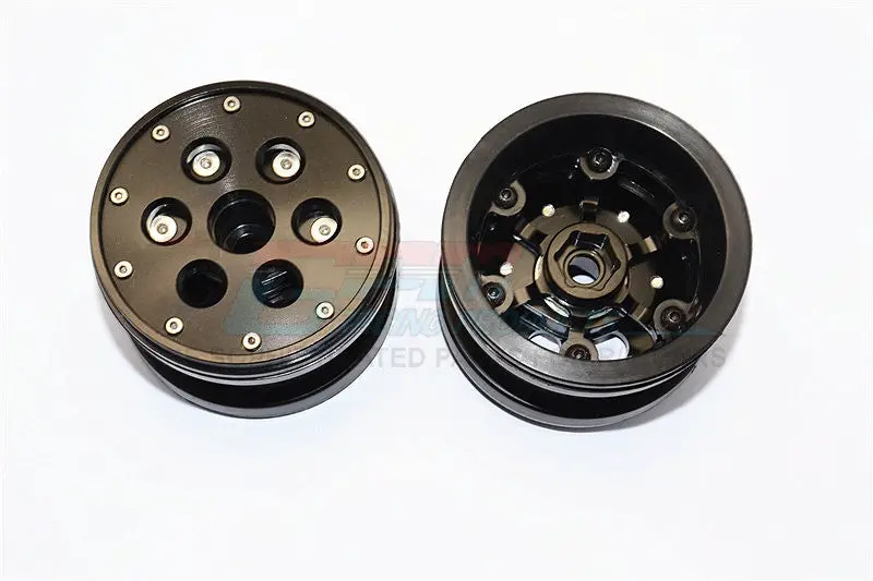 Aluminum+ Plastic Beadlock Weighted Wheels With Weight Holder & Bearings Suitable For All 2.2'' Tires - 1Pr Set Black 1