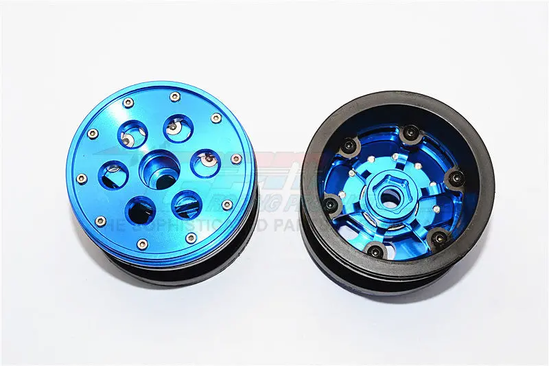 Aluminum+ Plastic Beadlock Weighted Wheels With Weight Holder & Bearings Suitable For All 2.2'' Tires - 1Pr Set Blue 1