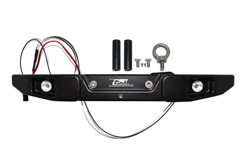 Aluminum Rear Bumper With Hook & 5Mm Led Light For Axial 1/6 Scx6 Jeep Jlu Wrangler Axi05000-9Pc Set Black 1