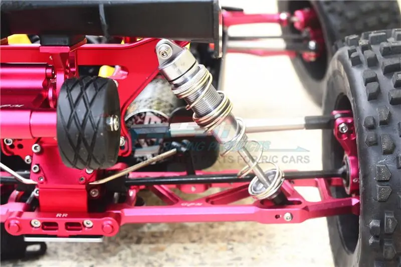 Aluminum Rear Double Section Spring Dampers 135Mm For Arrma 1:8 Kraton 6S / Outcast 6S / Notorious 6S / Kraton 6S V5 / Notorious 6S V5 - 1Pr Set Red 2