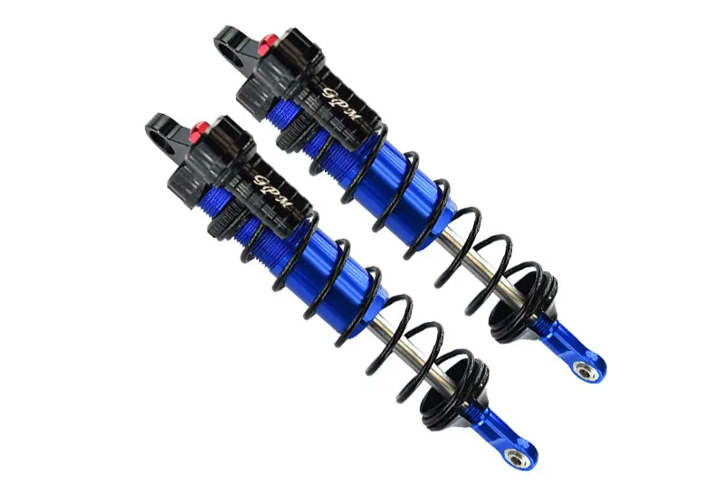 Aluminum Rear L-Shape Piggy Back Adjustable Spring Dampers 143Mm For Traxxas 1/8 4Wd Sledge Monster Truck 95076-4 - 2Pc Set Blue 1