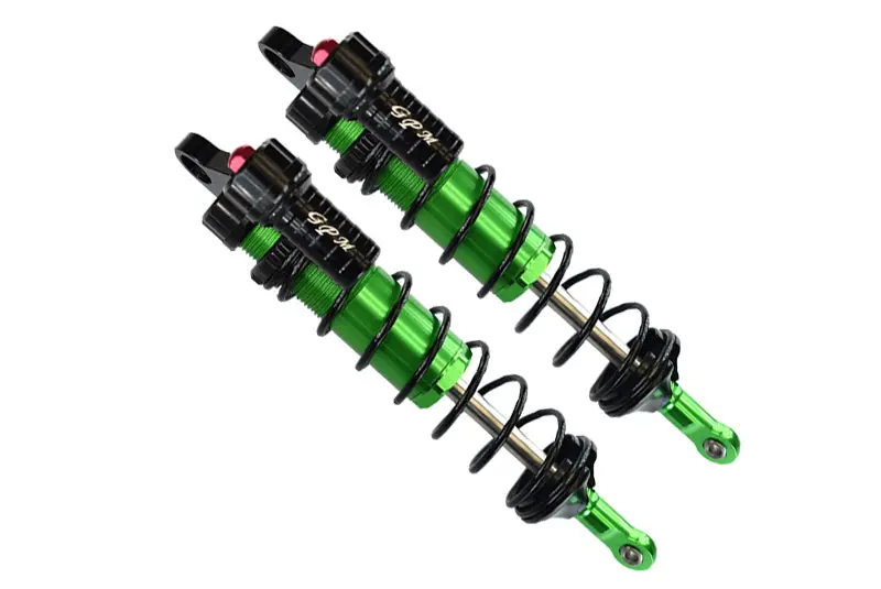 Aluminum Rear L-Shape Piggy Back Adjustable Spring Dampers 143Mm For Traxxas 1/8 4Wd Sledge Monster Truck 95076-4 - 2Pc Set Green 1