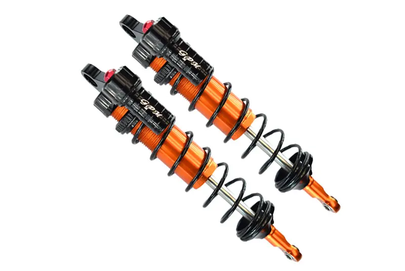Aluminum Rear L-Shape Piggy Back Adjustable Spring Dampers 143Mm For Traxxas 1/8 4Wd Sledge Monster Truck 95076-4 - 2Pc Set Orange 1