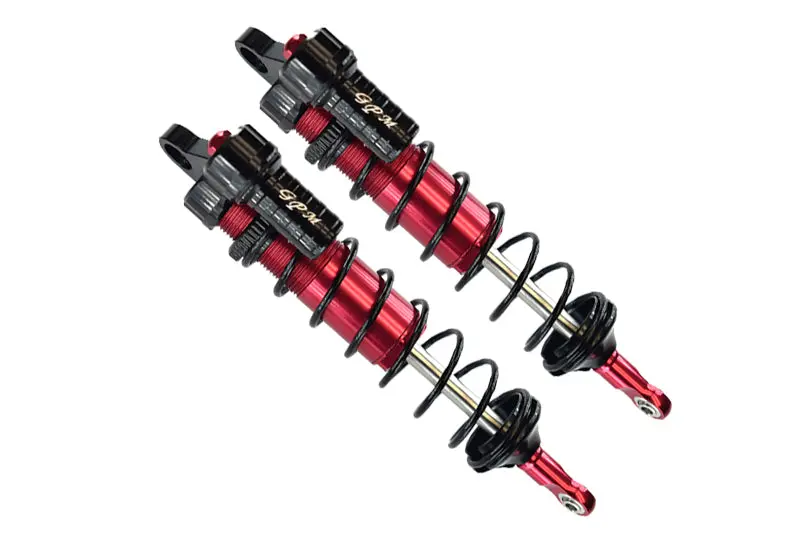 Aluminum Rear L-Shape Piggy Back Adjustable Spring Dampers 143Mm For Traxxas 1/8 4Wd Sledge Monster Truck 95076-4 - 2Pc Set Red 1