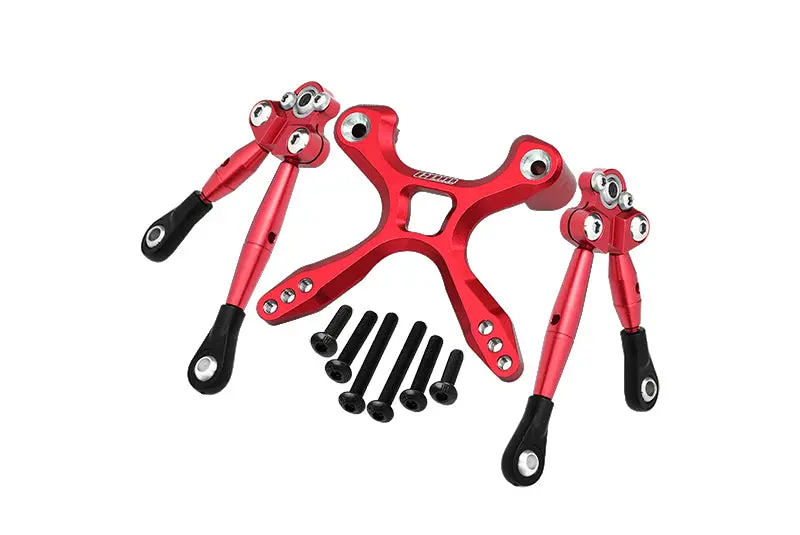 Aluminum Rear Tie Rods With Stabilizer Car Tie Rods For 1/10 Traxxas Ford Gt 4-Tec 2.0 83056-4 / 4-Tec 3.0 93054-4 - 1 Set Red 1