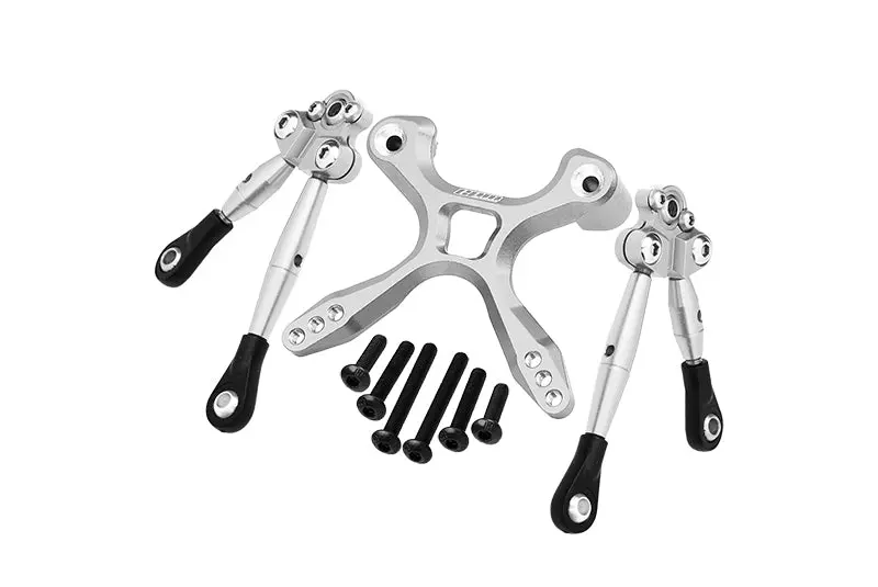 Aluminum Rear Tie Rods With Stabilizer Car Tie Rods For 1/10 Traxxas Ford Gt 4-Tec 2.0 83056-4 / 4-Tec 3.0 93054-4 - 1 Set Silver 1