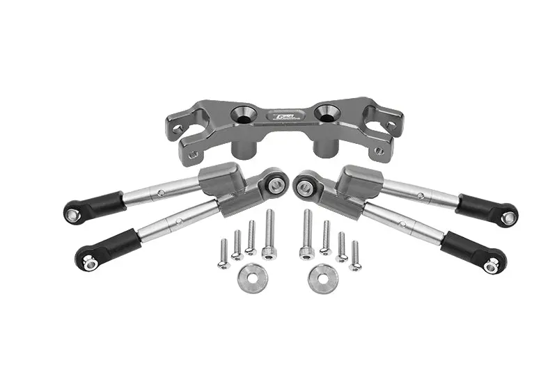Aluminum Rear Tie Rods With Stabilizer For 1/10 Traxxas Hoss 4X4 Vxl 90076-4 - 13Pc Set Gray Silver 1