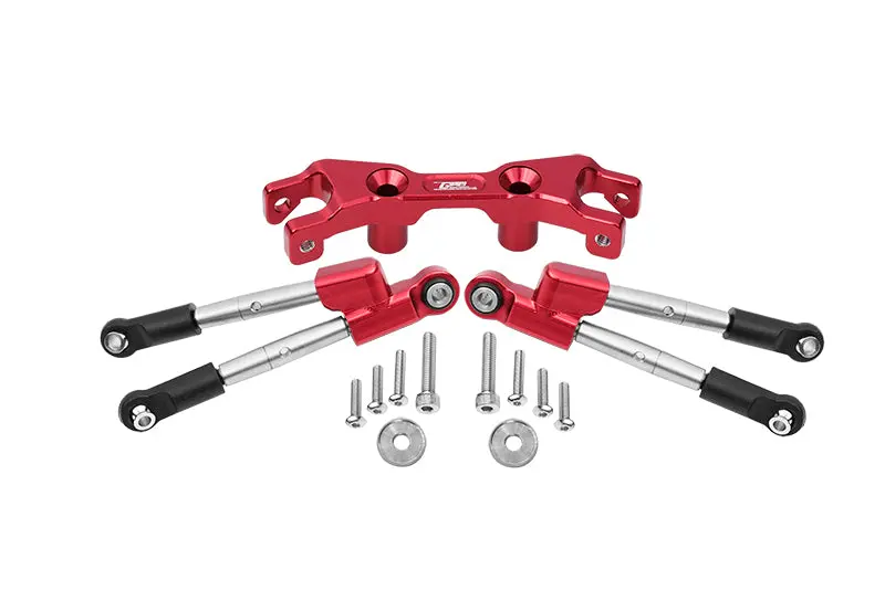 Aluminum Rear Tie Rods With Stabilizer For 1/10 Traxxas Hoss 4X4 Vxl 90076-4 - 13Pc Set Red 1