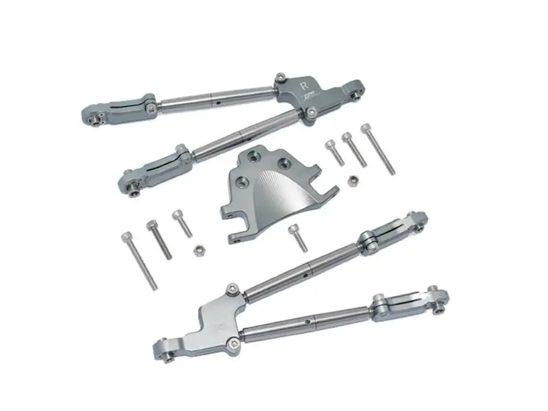 Aluminum Rear Tie Rods With Stabilizer For Arrma 1:5 Kraton 8S Blx / Outcast 8S Blx / Kraton Exb Roller - 12Pc Set Gray Silver 1