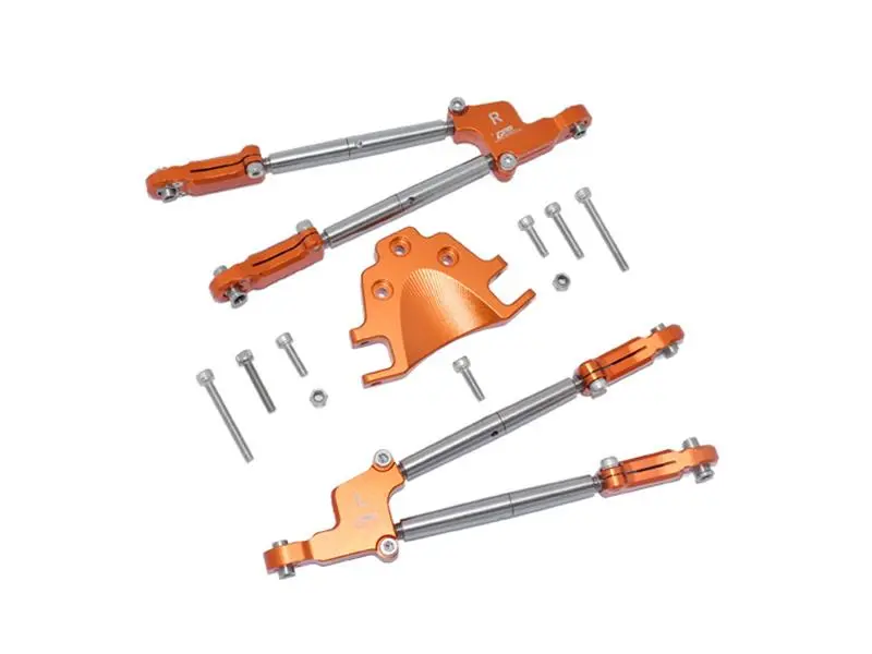 Aluminum Rear Tie Rods With Stabilizer For Arrma 1:5 Kraton 8S Blx / Outcast 8S Blx / Kraton Exb Roller - 12Pc Set Orange 1