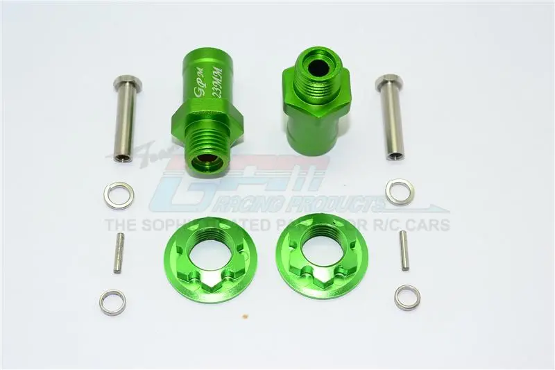 Aluminum Rear Wheel Hex Adaptors 23Mm - 1 Set Green 1