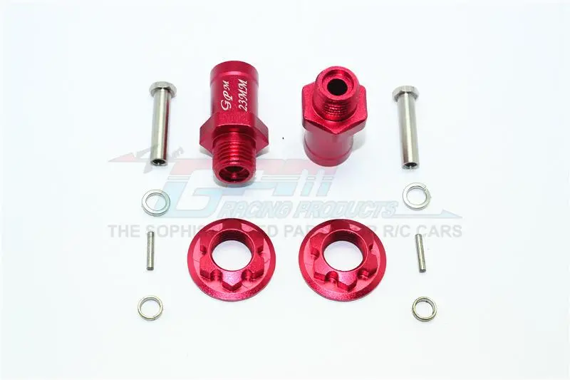 Aluminum Rear Wheel Hex Adaptors 23Mm - 1 Set Red 1