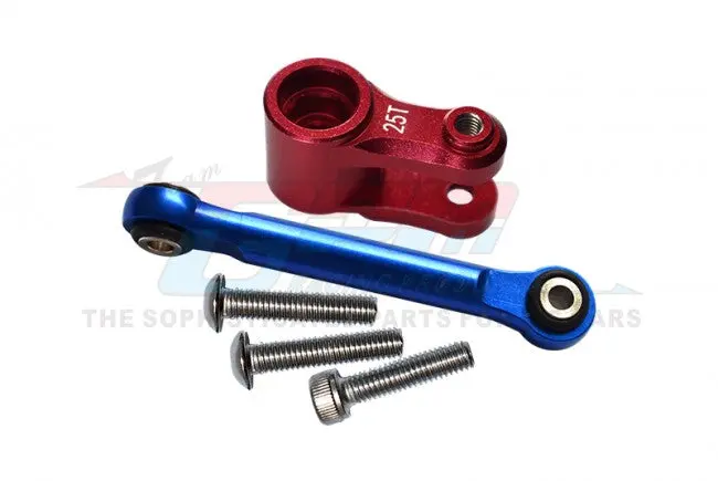 Aluminum Servo Horn 25T With Tie Rod For Traxxas 1:10 4Wd Maxx 89076-4 / 4Wd Maxx With Widemaxx 89086-4 / 1:8 4Wd Maxx Slash 6S 102076-4 Upgrades - Red 1