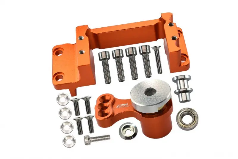 Aluminum Servo Mount +25T Aluminum Servo Horn With Built-In Spring For Arrma 1:5 Kraton 8S Blx / Outcast 8S Blx / Kraton Exb Roller - 19Pc Set Orange 1