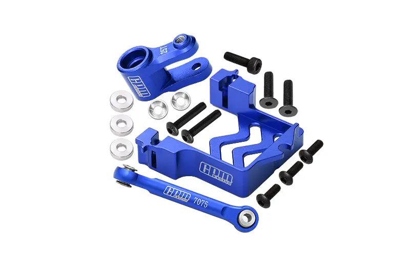 Aluminum Servo Mount + Aluminum Tie Rod + 25T Aluminum Servo Horn For Traxxas 1/10 Maxx 4Wd Monster Truck (89076-4) - 16Pc Set Blue 1