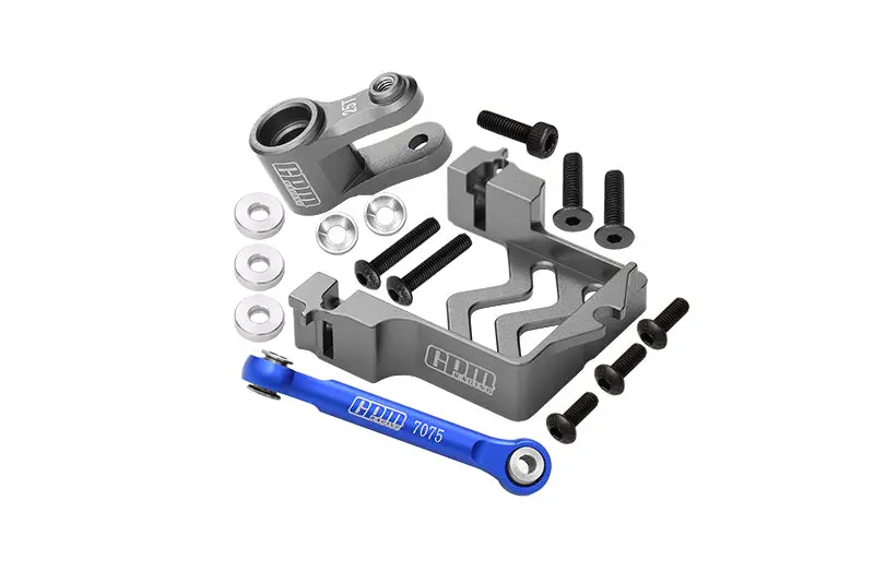 Aluminum Servo Mount + Aluminum Tie Rod + 25T Aluminum Servo Horn For Traxxas 1/10 Maxx 4Wd Monster Truck (89076-4) - 16Pc Set Gray Silver 1