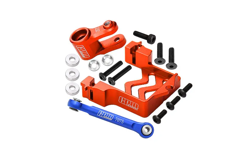 Aluminum Servo Mount + Aluminum Tie Rod + 25T Aluminum Servo Horn For Traxxas 1/10 Maxx 4Wd Monster Truck (89076-4) - 16Pc Set Orange 1