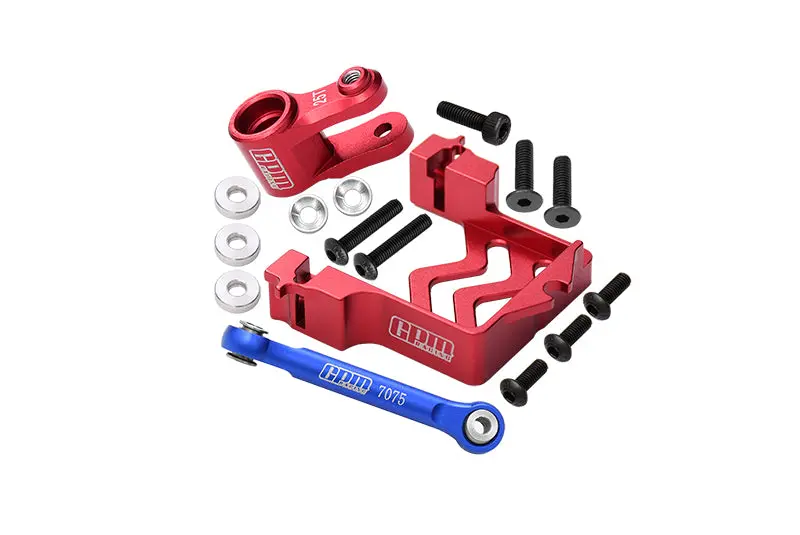 Aluminum Servo Mount + Aluminum Tie Rod + 25T Aluminum Servo Horn For Traxxas 1/10 Maxx 4Wd Monster Truck (89076-4) - 16Pc Set Red 1