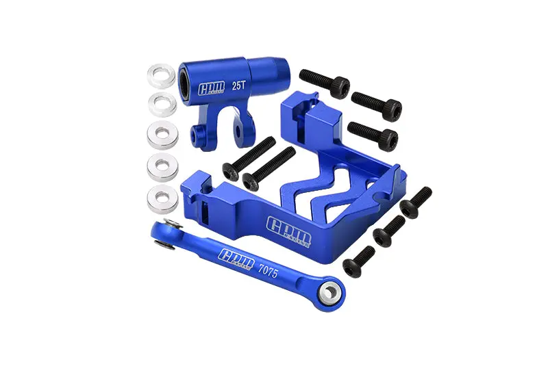 Aluminum Servo Mount + Aluminum Tie Rod + 25T Aluminum Servo Horn For Traxxas X Maxx 4X4 6S / 8S - 16Pc Set Blue 1