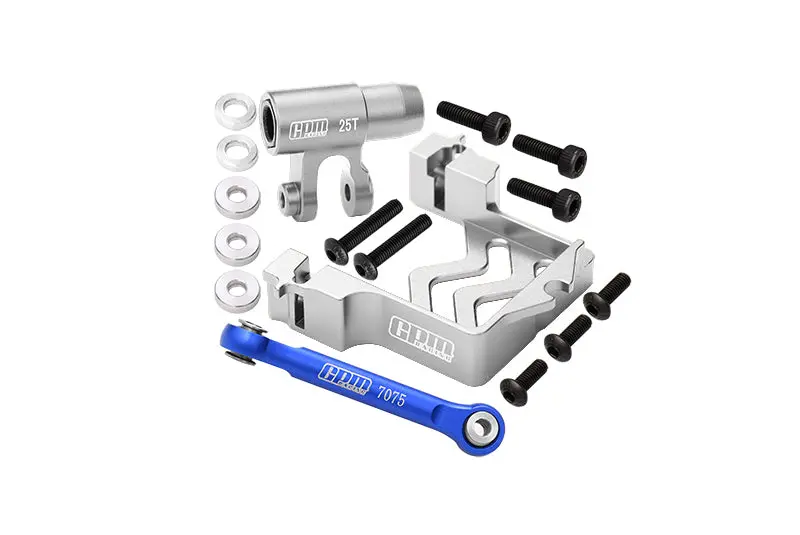 Aluminum Servo Mount + Aluminum Tie Rod + 25T Aluminum Servo Horn For Traxxas X Maxx 4X4 6S / 8S - 16Pc Set Silver 1