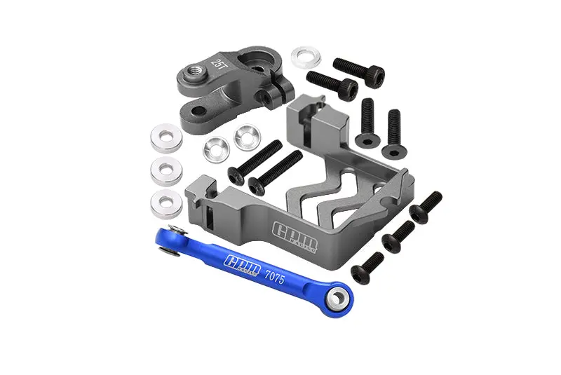 Aluminum Servo Mount + Tie Rod + 25T Servo Horn For Traxxas 1/10 Maxx 4Wd Monster Truck (89076-4) Upgrades - Gray Silver 1