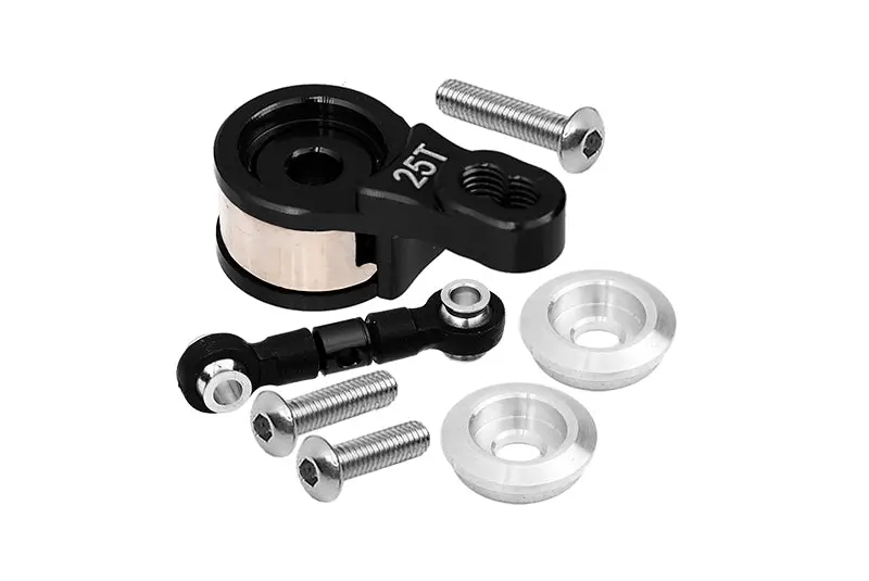Aluminum Servo Saver With Aluminum Steering Link For 1/10 Traxxas Ford Gt 4-Tec 2.0 83056-4 / 4-Tec 3.0 93054-4 - 6Pc Set Black 1