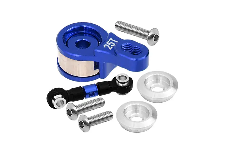 Aluminum Servo Saver With Aluminum Steering Link For 1/10 Traxxas Ford Gt 4-Tec 2.0 83056-4 / 4-Tec 3.0 93054-4 - 6Pc Set Blue 1