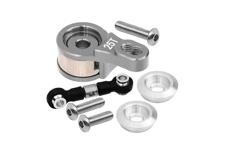 Aluminum Servo Saver With Aluminum Steering Link For 1/10 Traxxas Ford Gt 4-Tec 2.0 83056-4 / 4-Tec 3.0 93054-4 - 6Pc Set Gray Silver 1