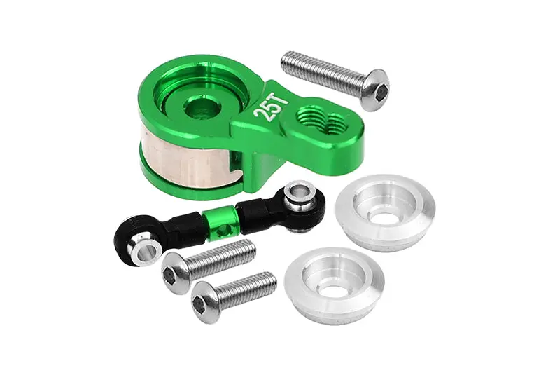 Aluminum Servo Saver With Aluminum Steering Link For 1/10 Traxxas Ford Gt 4-Tec 2.0 83056-4 / 4-Tec 3.0 93054-4 - 6Pc Set Green 1
