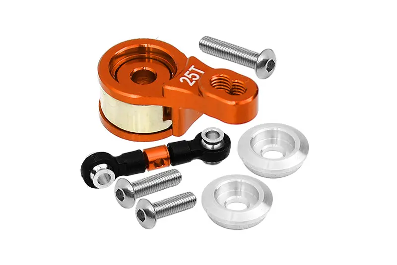 Aluminum Servo Saver With Aluminum Steering Link For 1/10 Traxxas Ford Gt 4-Tec 2.0 83056-4 / 4-Tec 3.0 93054-4 - 6Pc Set Orange 1