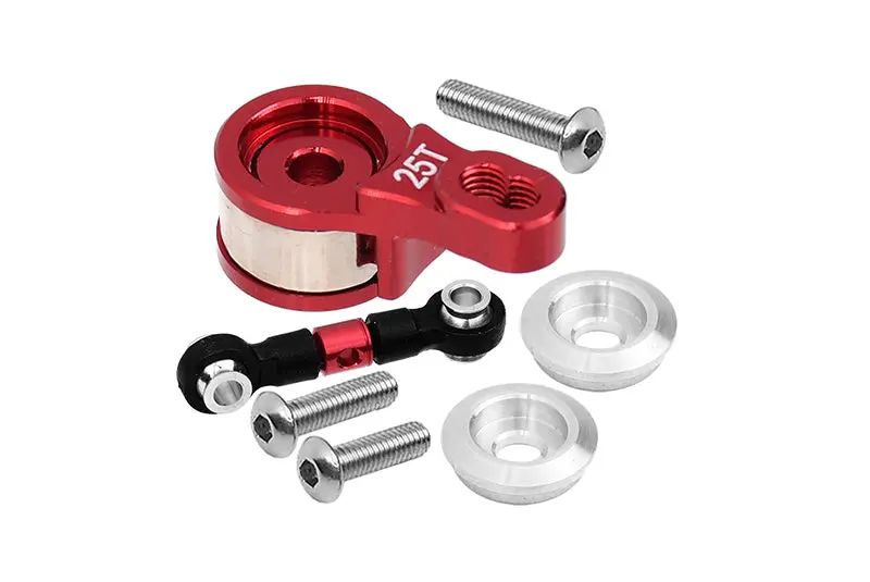 Aluminum Servo Saver With Aluminum Steering Link For 1/10 Traxxas Ford Gt 4-Tec 2.0 83056-4 / 4-Tec 3.0 93054-4 - 6Pc Set Red 1