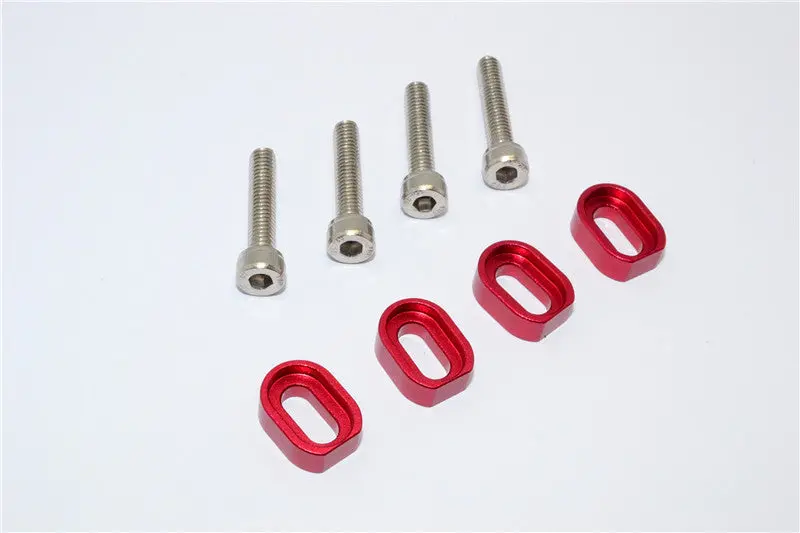 Aluminum Shims & Stainless Steel Screws For Traxxas 1:5 X Maxx 6S / X Maxx 8S / Xrt 8S Monster Truck Upgrades - 1 Set Red 1