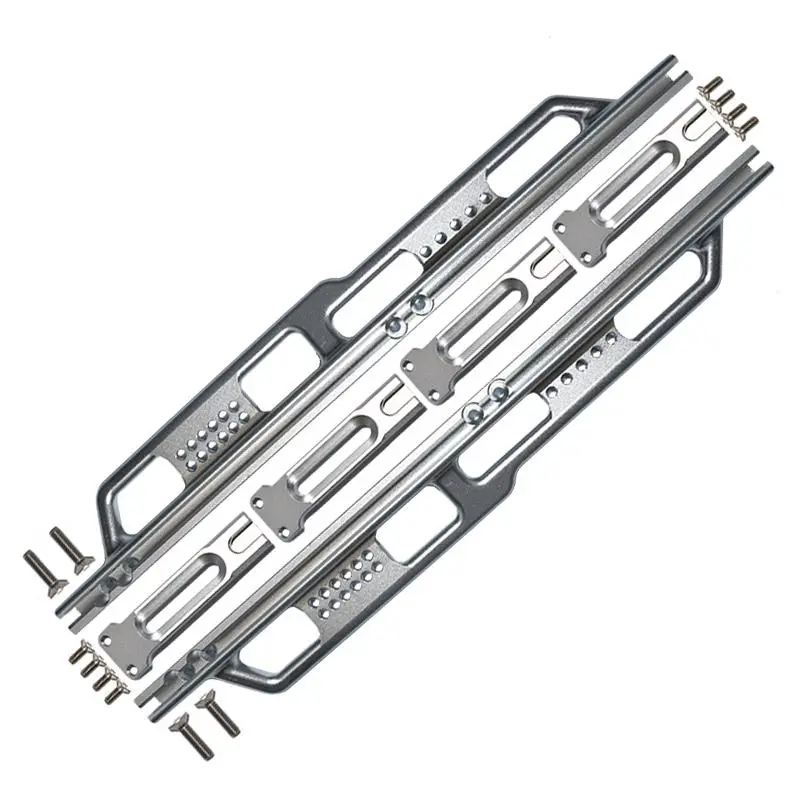 Aluminum Side Steps  (Silver Inlay Version) For Axial 1/6 Scx6 Jeep Jlu Wrangler Axi05000 - 18Pc Set Silver 1