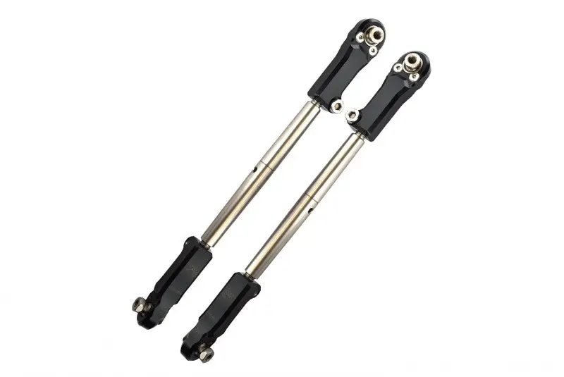 Aluminum + Stainless Steel Adjustable Front Steering Tie Rod For Arrma 1:5 Kraton 8S Blx / Outcast 8S Blx / Kraton Exb Roller - 2Pc Set Black 1