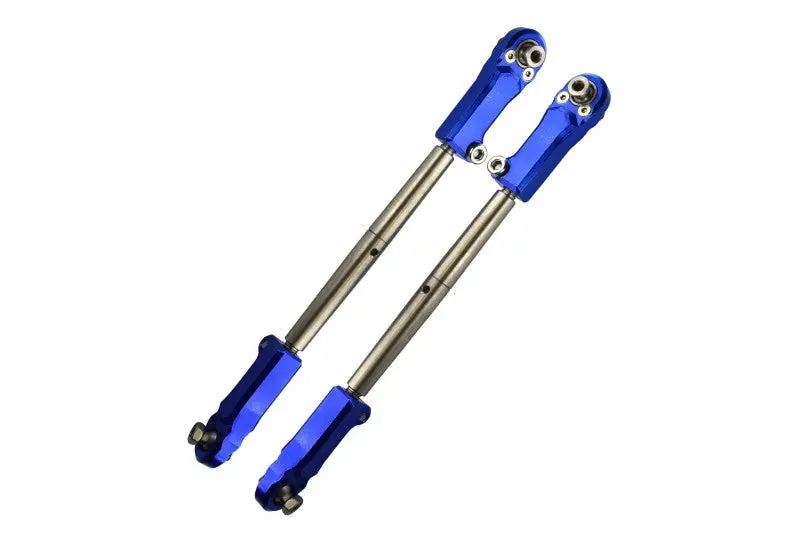 Aluminum + Stainless Steel Adjustable Front Steering Tie Rod For Arrma 1:5 Kraton 8S Blx / Outcast 8S Blx / Kraton Exb Roller - 2Pc Set Blue 1