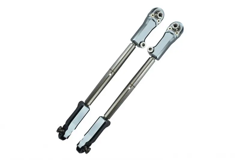 Aluminum + Stainless Steel Adjustable Front Steering Tie Rod For Arrma 1:5 Kraton 8S Blx / Outcast 8S Blx / Kraton Exb Roller - 2Pc Set Gray Silver 1
