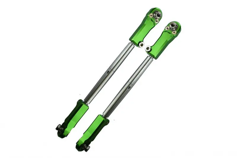 Aluminum + Stainless Steel Adjustable Front Steering Tie Rod For Arrma 1:5 Kraton 8S Blx / Outcast 8S Blx / Kraton Exb Roller - 2Pc Set Green 1