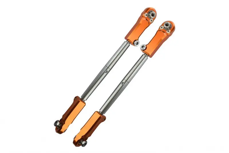 Aluminum + Stainless Steel Adjustable Front Steering Tie Rod For Arrma 1:5 Kraton 8S Blx / Outcast 8S Blx / Kraton Exb Roller - 2Pc Set Orange 1