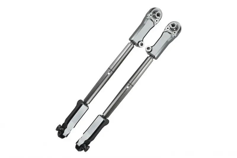 Aluminum + Stainless Steel Adjustable Front Steering Tie Rod For Arrma 1:5 Kraton 8S Blx / Outcast 8S Blx / Kraton Exb Roller - 2Pc Set Silver 1